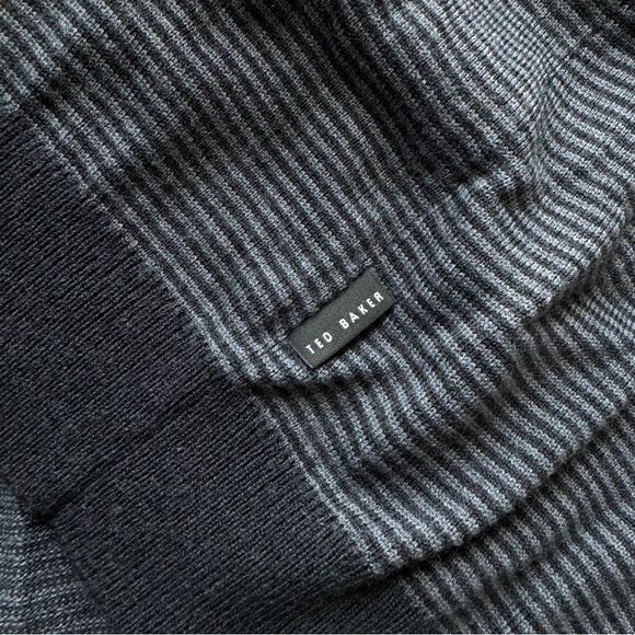 TED BAKER Topup Gray Striped Crew Neck Sweater Preppy Classic - Picture 9 of 11